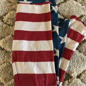 Vintage LuLaRoe American flag OS leggings